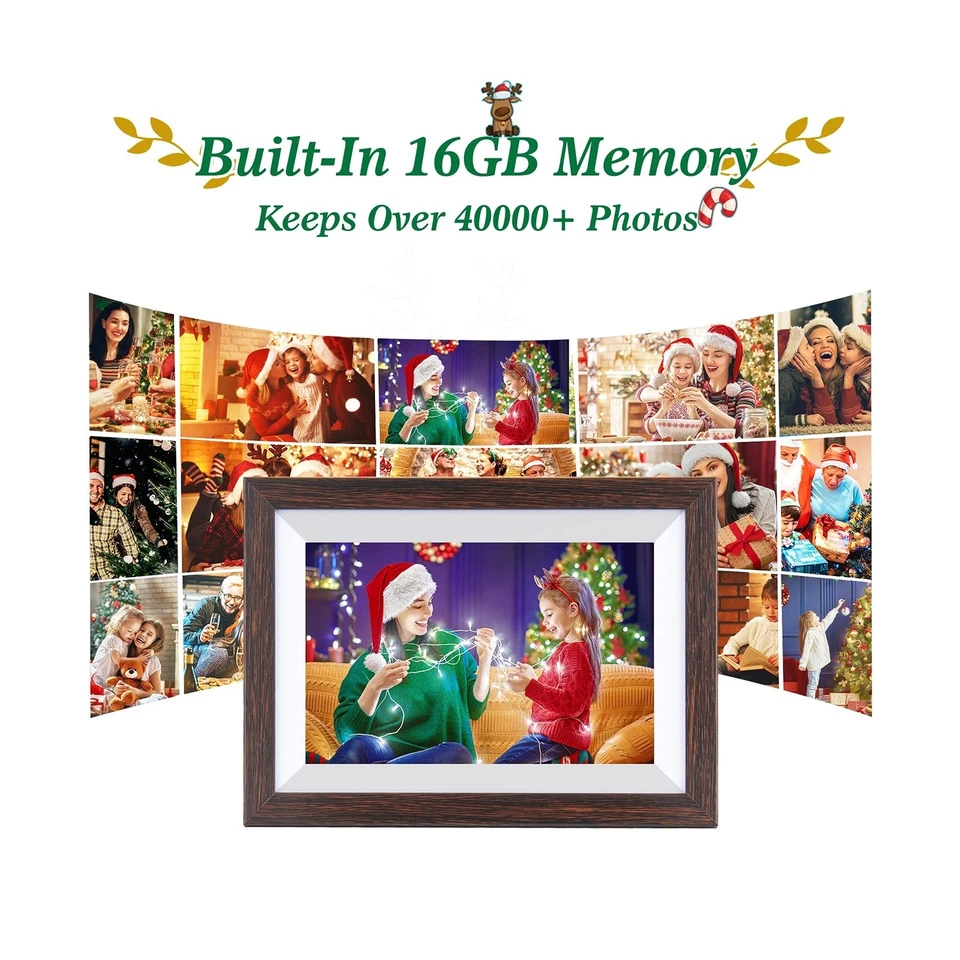 Weipan 10.1" Smart WiFi Digital Photo Frame - Brown Wood Frame - Image 4 of 4
