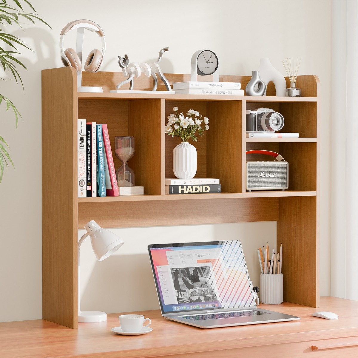 Desk Shelf for Top of Hutch Top Desktop Bookshelf Organizer for