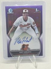 2023 Bowman Draft Chrome Mac Horvath 1st Purple Auto #CDA-MH 1/250 Orioles