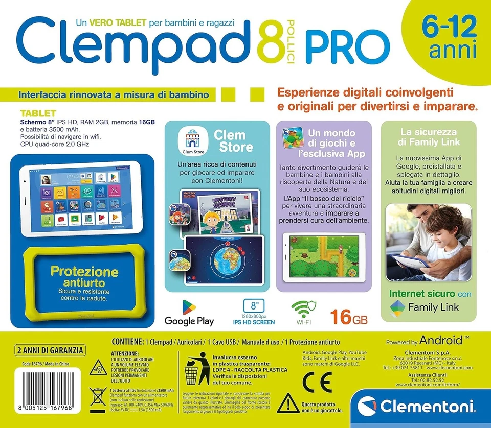 Clementoni Clempad 8" Pro Tablet 6 - 12 Anni 16796 - Immagine 3 di 4