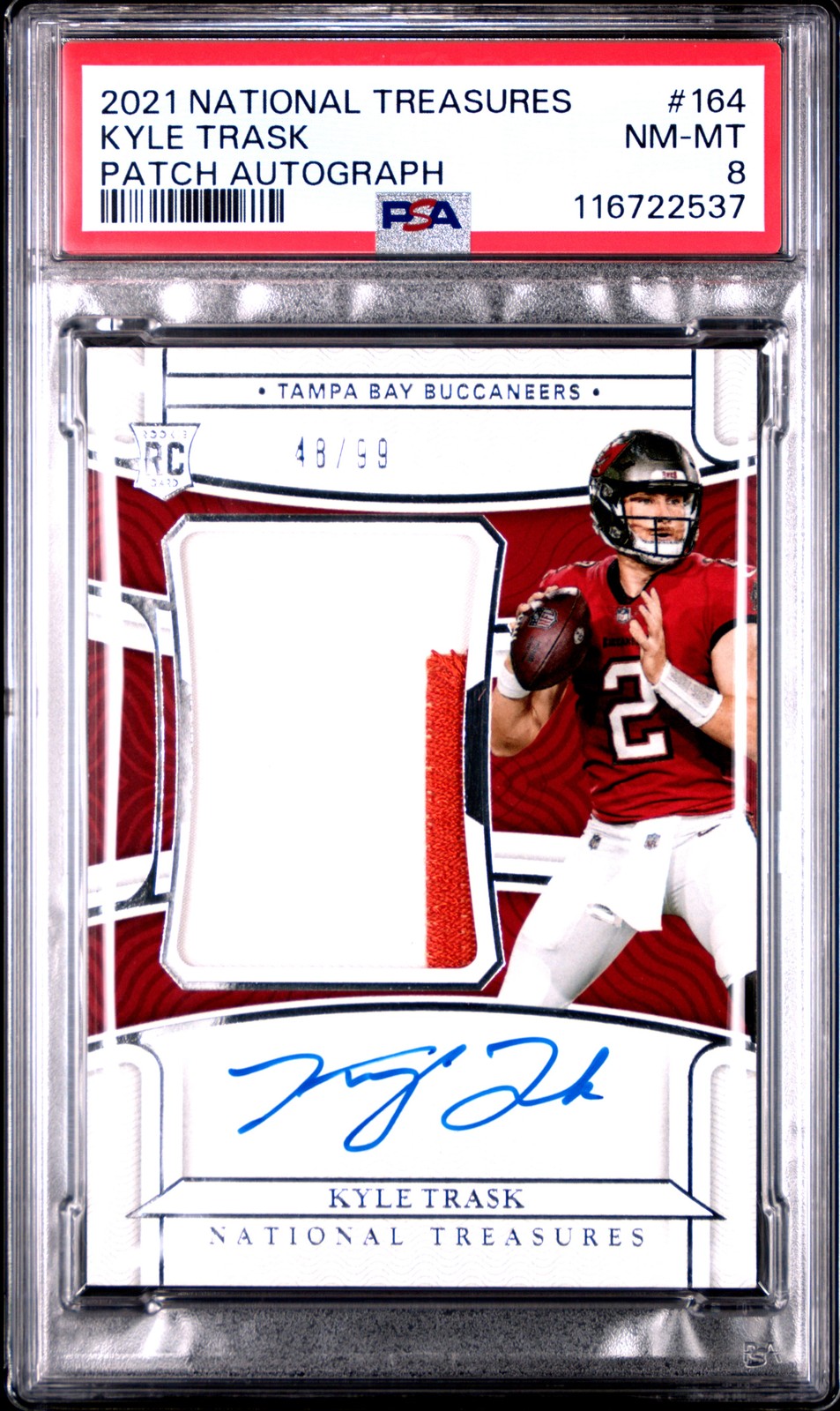 2021 Panini National Treasures #164 Kyle Trask Rookie Patch Auto RPA /99 PSA 8