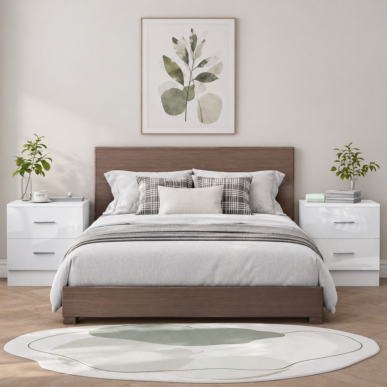 REFLECT Bedsides (2pc) 2 Drawer - White High Gloss Front / White Matt Finish - Image 5