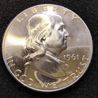 1961 Proof Franklin Half Dollar - Philadelphia - 90% Silver - Light Toning - BU