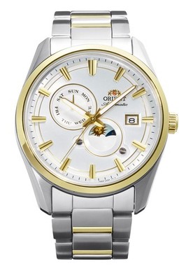 Automatisch Herrenuhr ORIENT SUN & MOON RA-AK0312S30B Edelstahl Golden