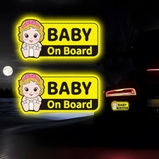 2 Pack Baby on Board Sticker for Cars, 7.87 3.94 Inch High Intensity Reflective