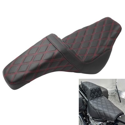Two Up Driver Passenger Seat For Harley Softail FLDE FXBB FLSL FLHC FXST Blk+Red
