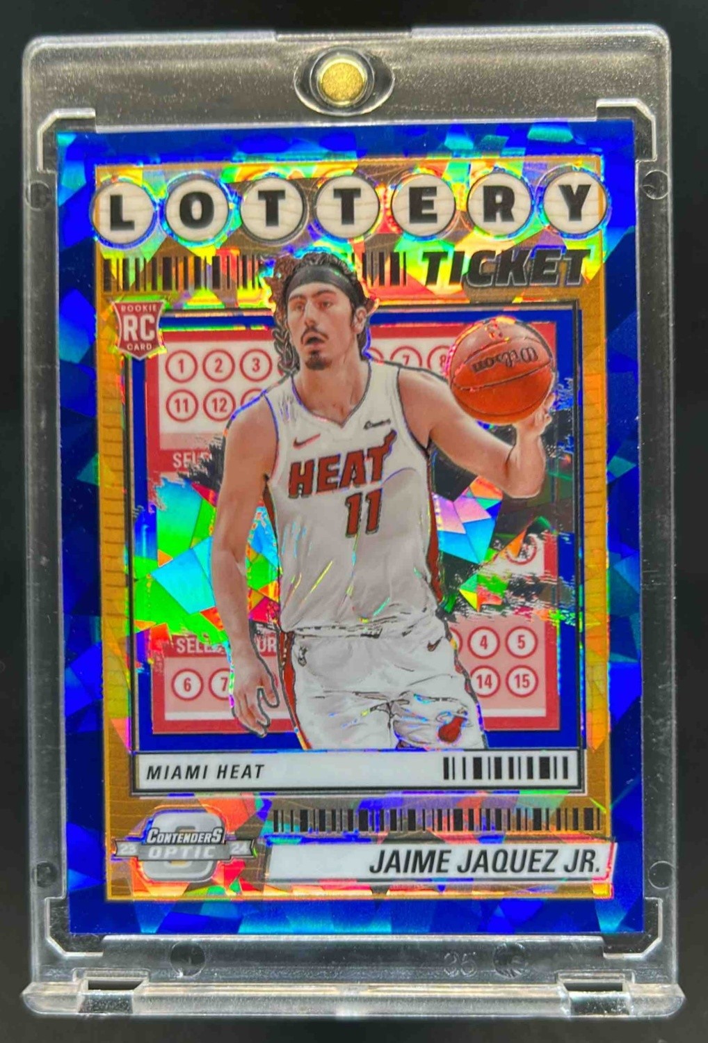 2023-24 Contenders Optic Jaime Jaquez Jr. Lottery Ticket RC Blue Cracked Ice /75