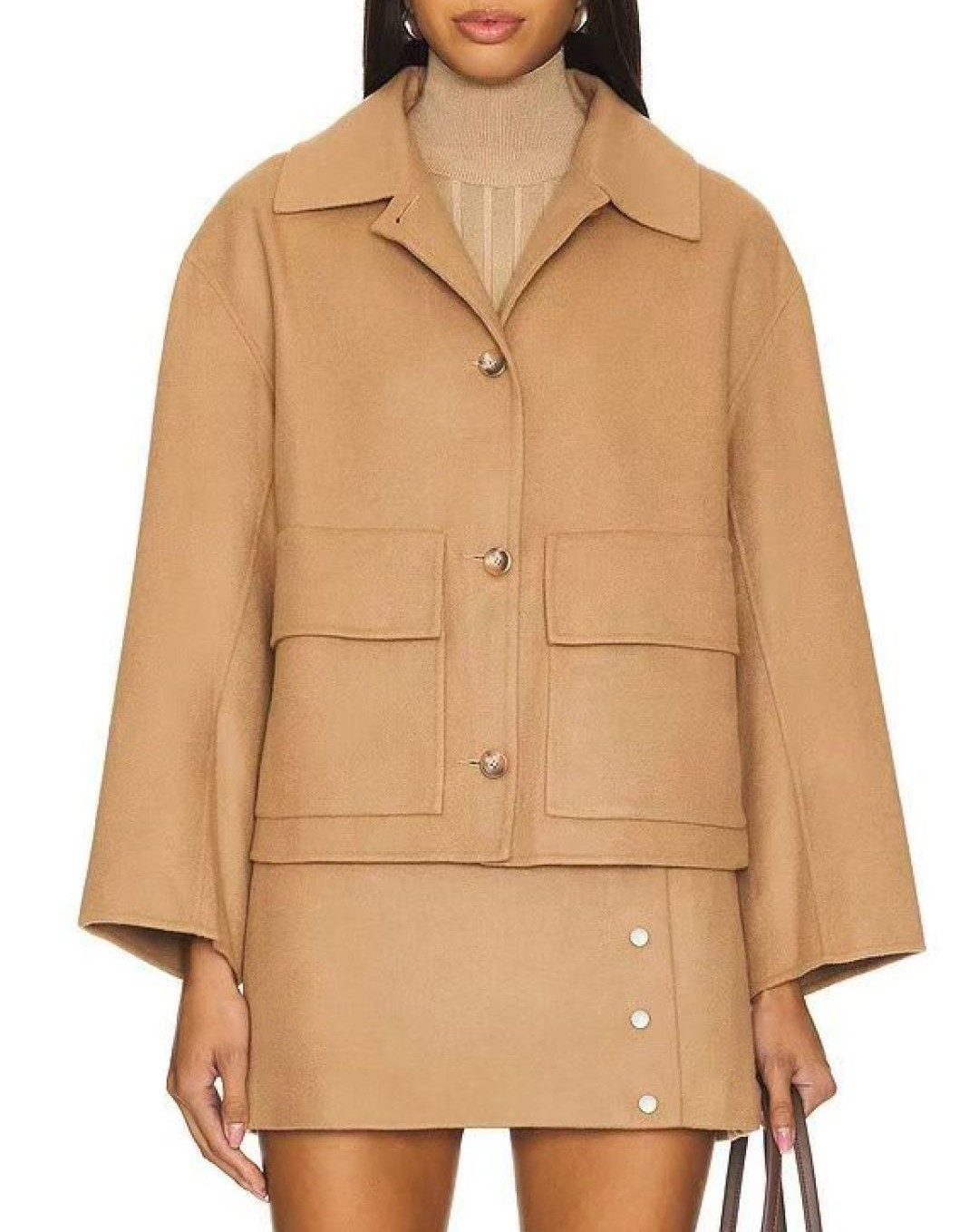 Women A.L.C. Collared Double Pockets Long Sleeve Coat Top