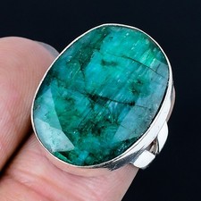 Fascinating Skota Emerald Gemstone 925 Sterling Silver Ring Size 6.5