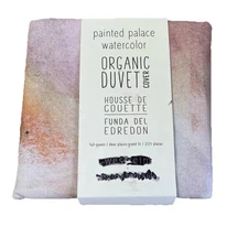 West Elm x Pottery Barn Kids Painted Palace Watercolor Organic Duvet Cover F/ Q