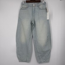 NWT Pilcro Anthropologie Ballon Light Wash Cotton Jeans Boho Wide Leg Sz 26