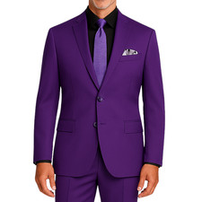 VINCI Men's Purple 2-Button Slim Fit Suit - NEW