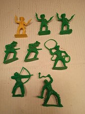 Vintage Plastic Cowboys  Indians 2  - 3" Yellow Green 8 Action Figures Toy