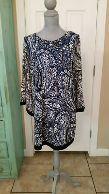 EMMA & MICHELE, LONG SLEEVE, STRETCHY, FULLY LINED, SHIFT LIKE DRESS, LARGE