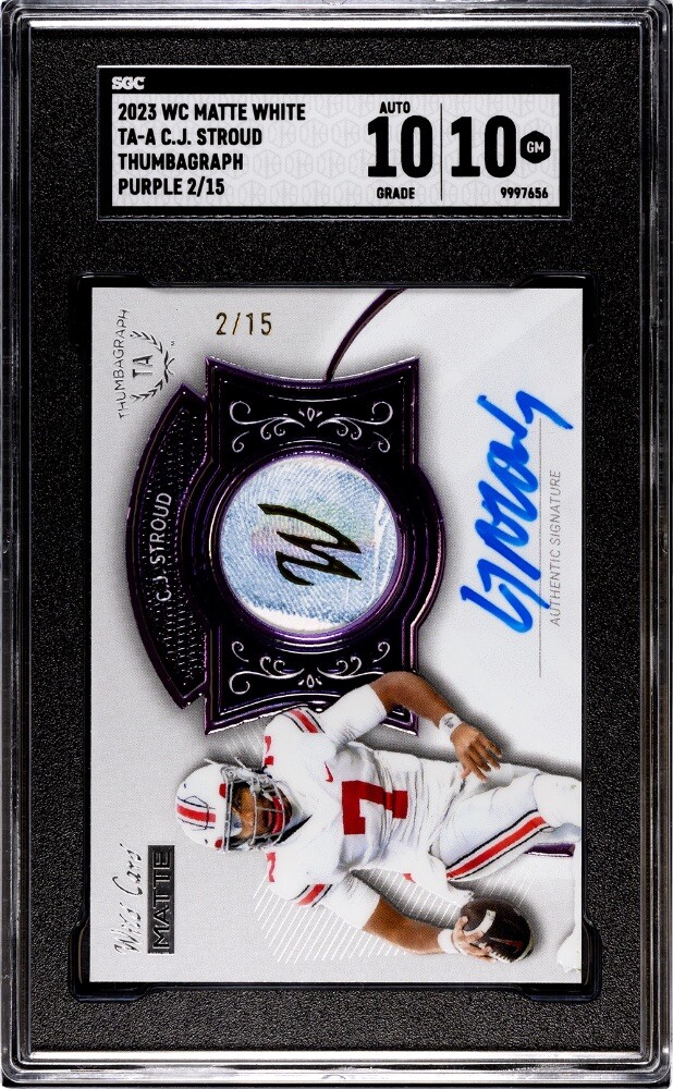 CJ Stroud Wild Card Matte White Premium Edition Thumbagraph Autographs #TAA Purple