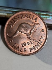 Australian 1943 HALF PENNY CH UNC 