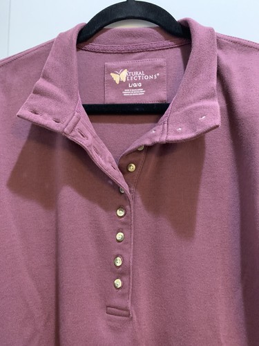 Natural Reflections Henley Collars Shirt Light Burgundy Woman's Large - Picture 4 of 6