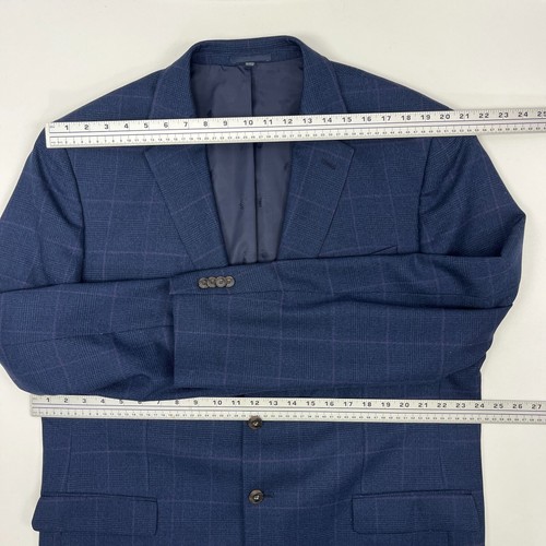 Jos A Bank 1905 Blazer Jacket 48L Blue Glen Check Tailored Fit Brrr Comfort - Picture 18 of 20