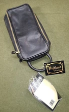 NEW Black Travel Bag Men's Faux Leather Bath Shower Toiletries or Shaving Kit