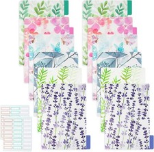 , 12 Pack Binder Index Dividers A5 Plastic Insertable Page Tab Floral with St...