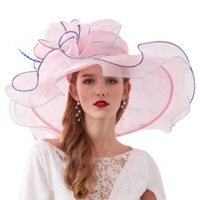 Lady Organza Church Derby Tea Party Wedding Hat Uv-Anti Wide Brim Sun Hat