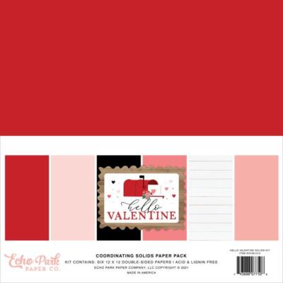 Echo Park ''Hello Valentine'' 12x12'' Coordinating Solids Paper - Cardstock