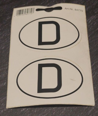 1 x 2 St. D - Schild - Aufkleber - 84770 - klein - neu