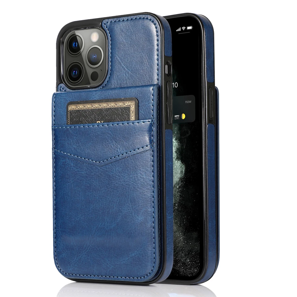 For iPhone 14 15 13 12 Pro Max 11 Leather Card Holder Wallet Case Phone Cover - Image 2 of 4
