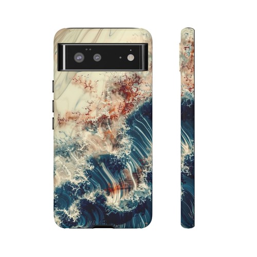 Blue White Rushing Ink Resin Waves - Phone Case for iPhone, Galaxy, Pixel - 第 162/281 張圖片