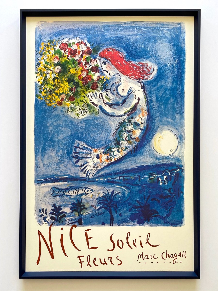 MARC CHAGALL RARE 1962 NICE, SOLEIL FLEURS MOURLOT LITHO MARC CHAGALL RARE 1962 NICE, SOLEIL FLEURS MOURLOT LITHO