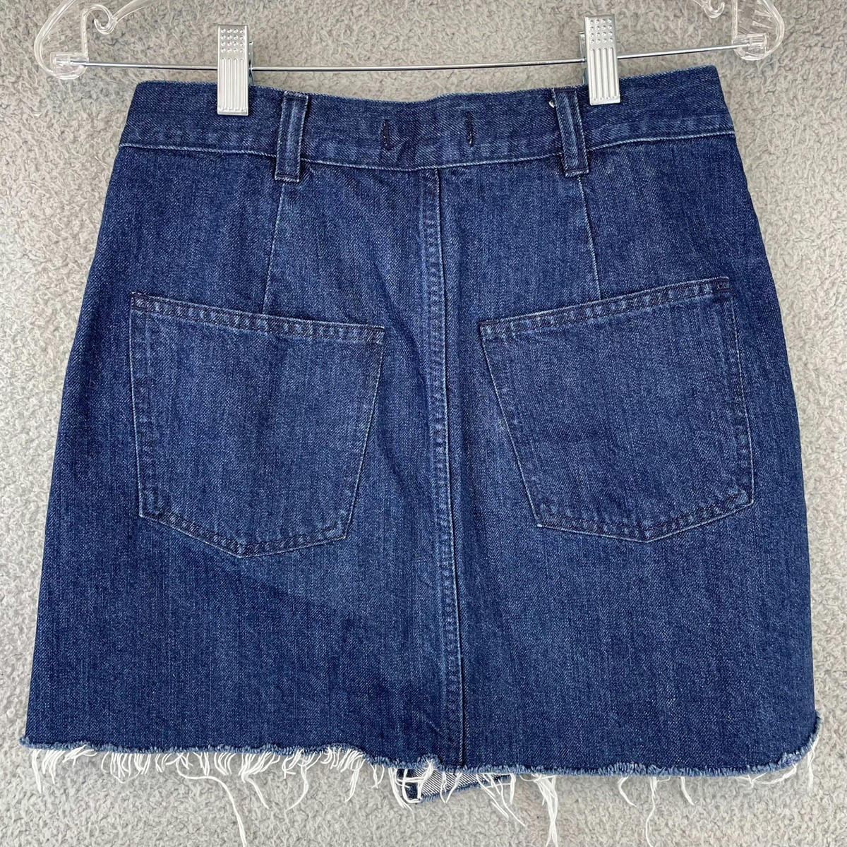 Madewell Womens Skirt Raw Hem Mini Wrap Ring Belt Denim Blue Size  display picture 1