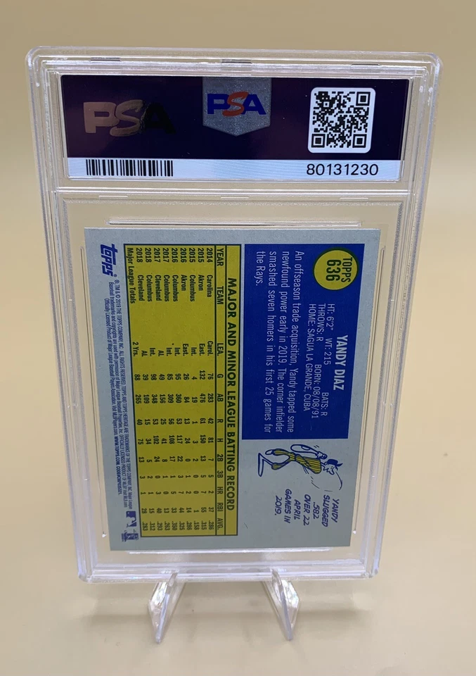 2019 Topps Heritage #636 Yandy Diaz PSA 10 GEM MINT - Image 2 of 2