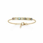 Labradorite & Prasiolite Gemstone Handmade 14k Gold Over Fashion Cuff Bracelet