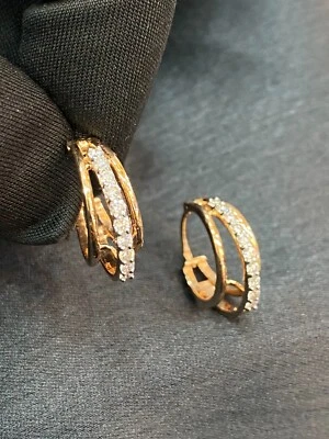 Pave 1/2 Cts Runder Brillantschliff Diamanten Clip Creolen Ohrringe In 14K Gold - Bild 1 von 4