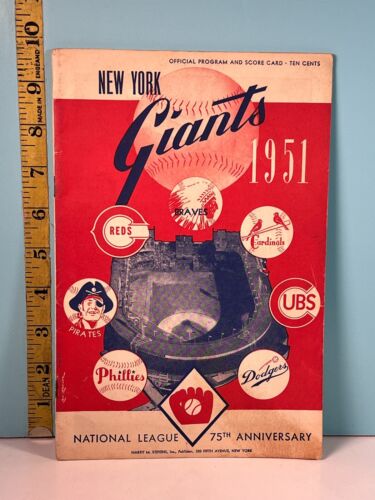 1951 New York Giants Baseball Programm vs Dodgers Mays, Snider, Campanella