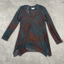 Soft Surroundings Womens Top Size PXS Blue Floral Hippie Boho Y2K Made In Usa