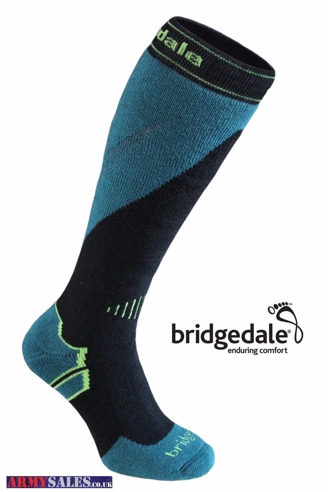 Bridgedale MerinoFusion Mountain Men's Ski Socks Black / Green