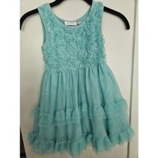  THE CHILDREN  S PLACE Green Rosebud Tulle Tutu Sleeveless Dress Girls Size 4T