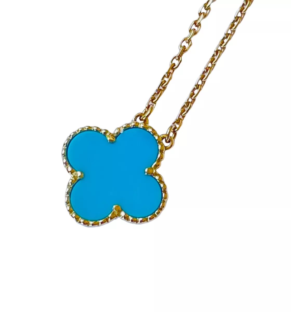 Van Cleef & Arpels Vintage Alhambra Pendant Necklace 18k Yellow Gold And  Blue Sevres Porcelain With