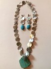 Handmade Shell Faux Turquoise Necklace and Earrings