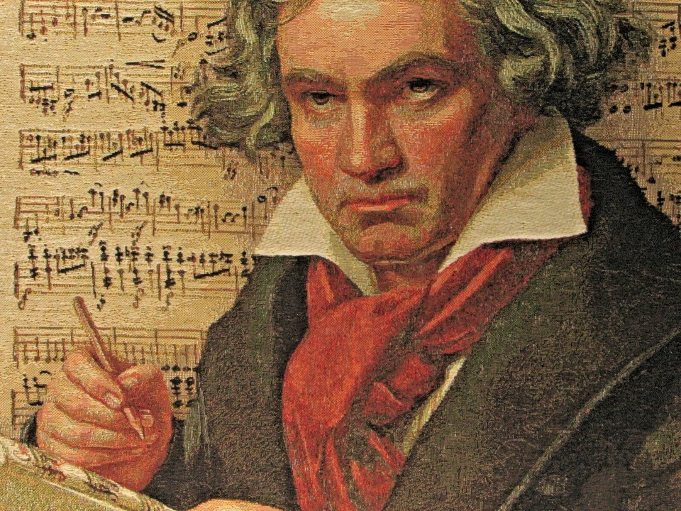 18" 45CM FAMOUS COMPOSERS "BEETHOVEN" BELGIAN TAPESTRY CUSHION COVER, ZIP, 1830 - Image 3 of 4