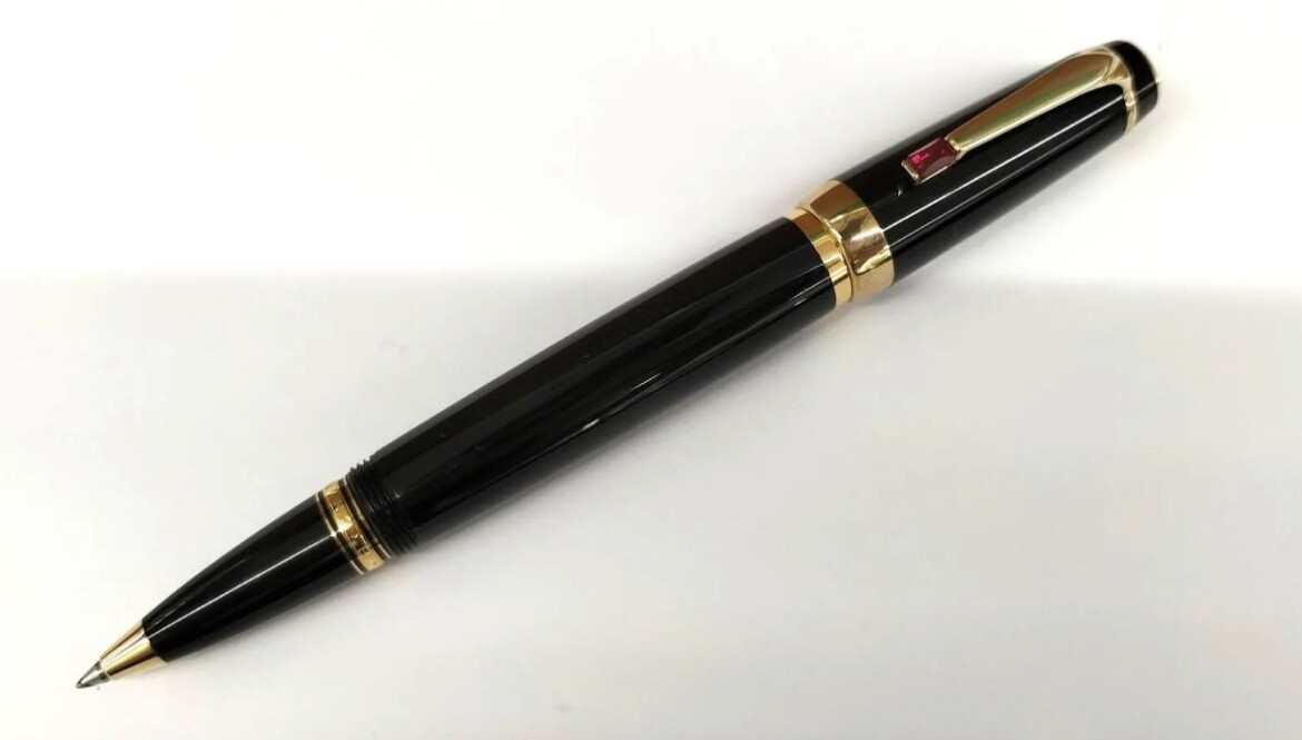 Mont Blanc Boheme Rouge Black Resin & Platinum Rollerball Pen With Red