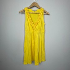 Ann Taylor Loft XS Yellow Baby Doll Y2K Ruffle Surplice V-Neck Knee-Length Dress