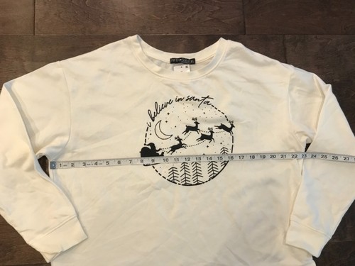 Felpa Quinto Sole Brutta Credo in Babbo Natale Donna Junior Off White L o XL - Foto 5 di 6