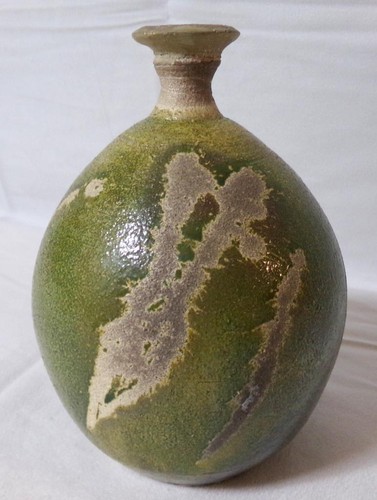Studio Modern Mid Century Signed Fitzgerald Matte Green Grey Art Pottery Vase - Picture 5 of 6