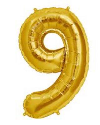 Gold Foil 9 Balloon  Birthday party supply decor 8'' x 13.5'' photo prop