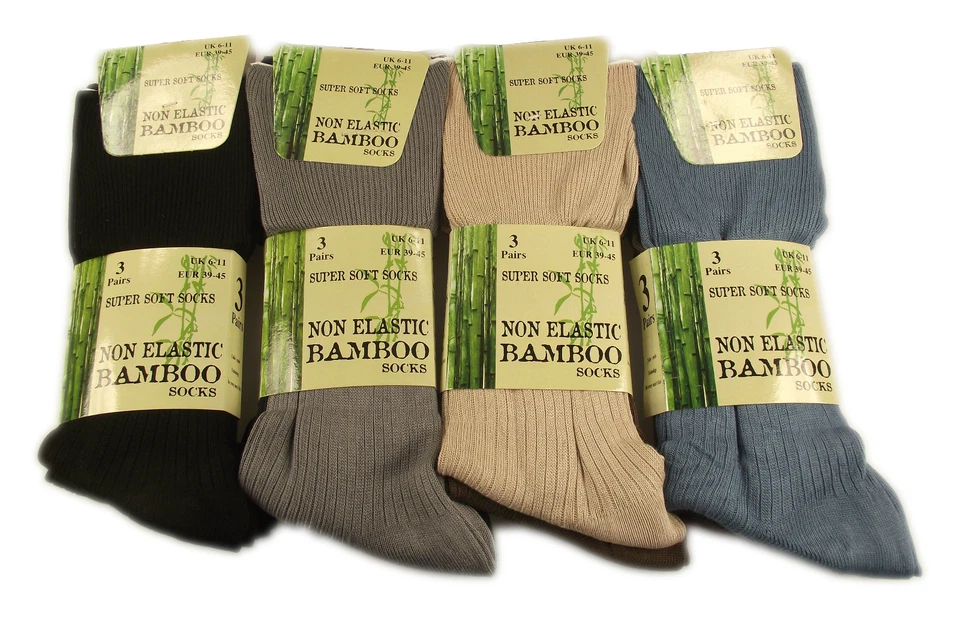 RZK 6 Pairs Of Mens Bamboo Loose Top Socks, Super Soft Anti Bacterial Socks, 6-11