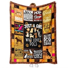 Lover Gift Throw Blanket for Women  Girls, Puppy Theme, Blanket withs on Dog