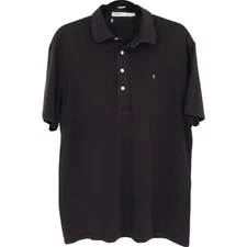 CRIQUET Polo Shirt Size L Black Pima Cotton Blend Slim Fit Golf Short Sleeve