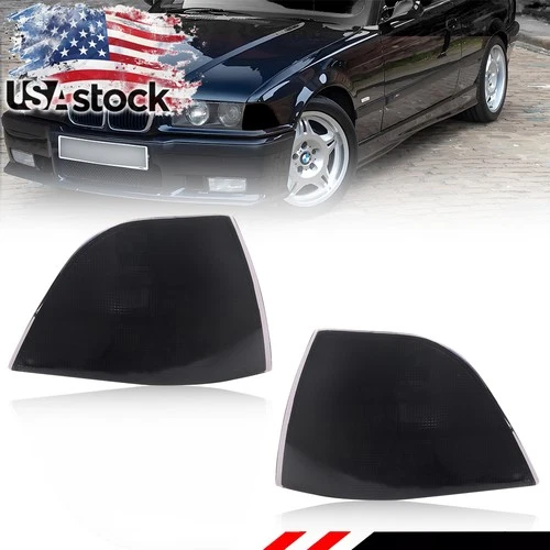 2X Smoked Lens Front Corner Signal Lights For 1992-1999 BMW E36 3 Series Coupe